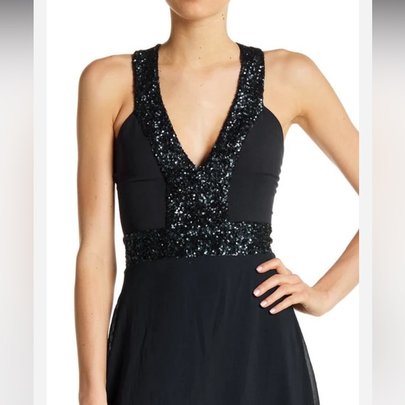 Dress The Population Delani Black Sequin Long Evening Gown Maxi Dress Size Small - Picture 11 of 13